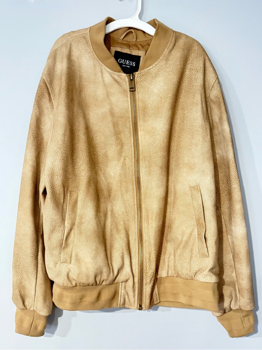 GUESS NEW Women’s Beige/Tan Faux-Suede Bomber Jacket XL